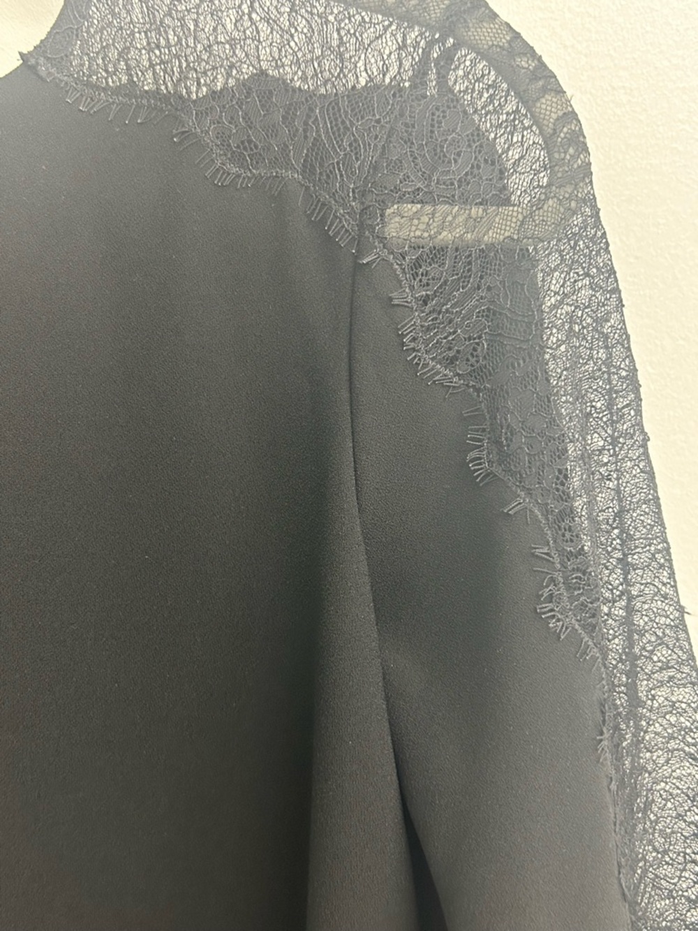 Zara Black Mini Dress with Lace Sleeve Trim